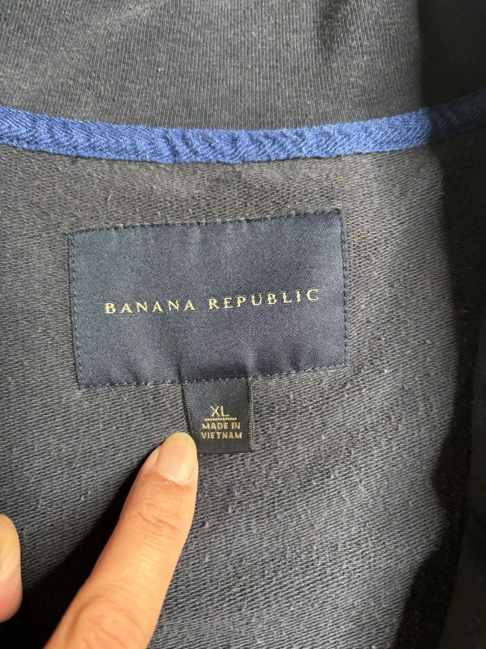 Banana Republic Navy Zip-Up Bomber Jacket with Contrast Stripes
